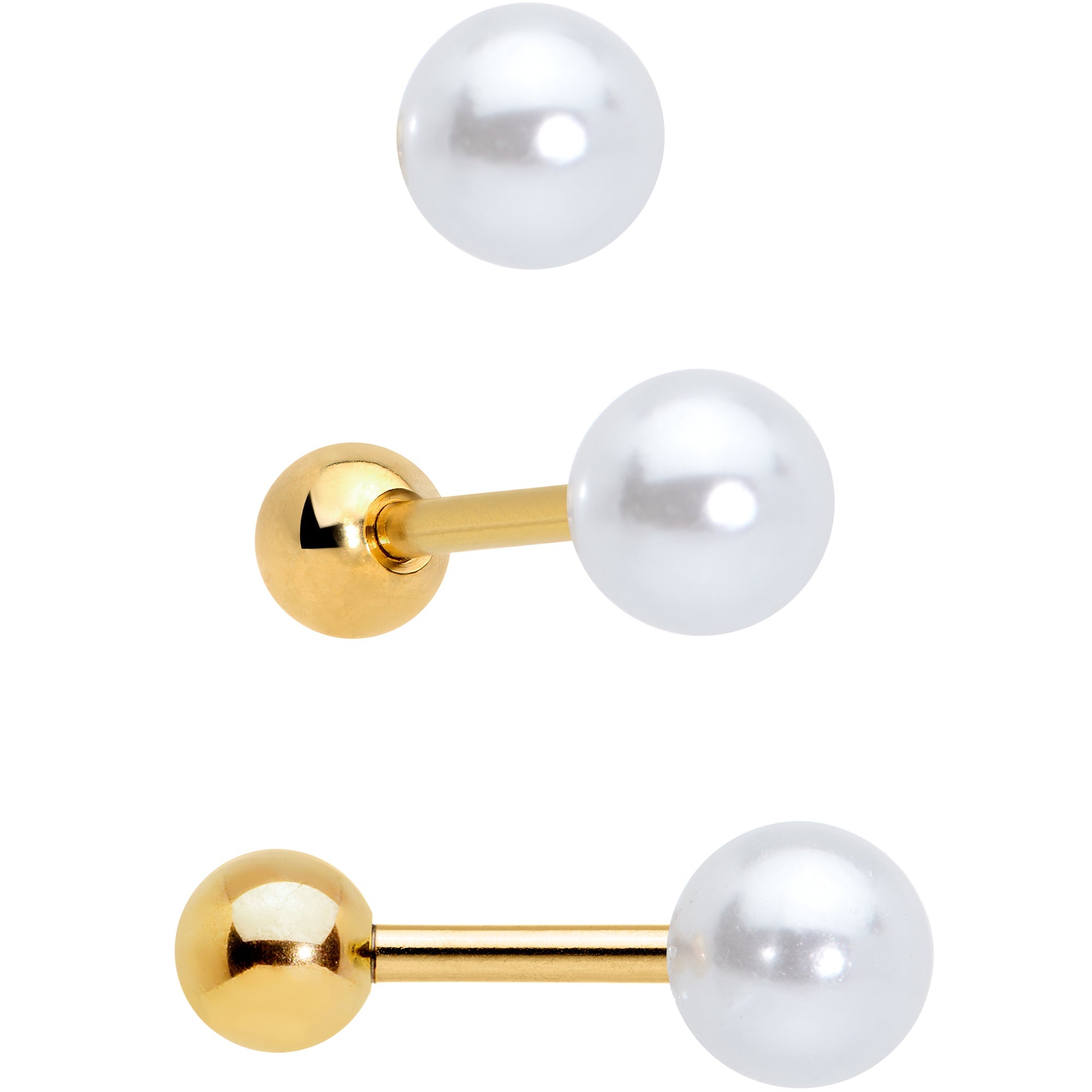 BodyCandy 16G 1/4 Gold Tone Bee Smile Flower Cartilage Earring Curation Set of 3 — side view