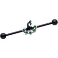 BodyCandy 14G Black Green Pretty Peacock Industrial Barbell 38mm — main product shot