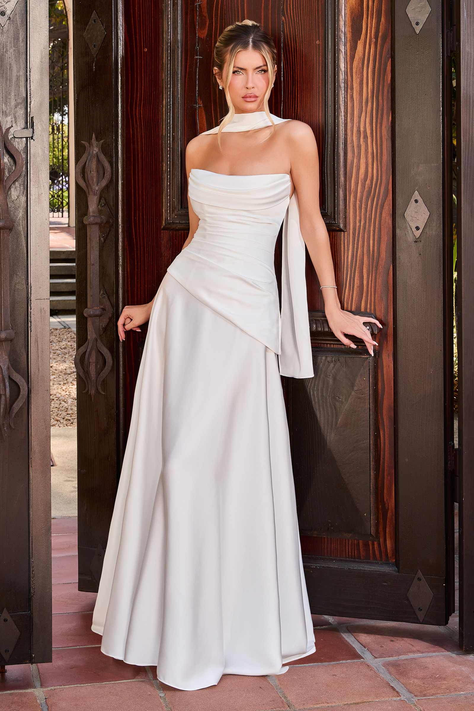 Ladivine 7432W Strapless Fitted Corset Back Wedding Gown