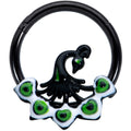 BodyCandy 16G 3/8 Black Green Perfect Peacock Hinged Segment Ring — main product shot