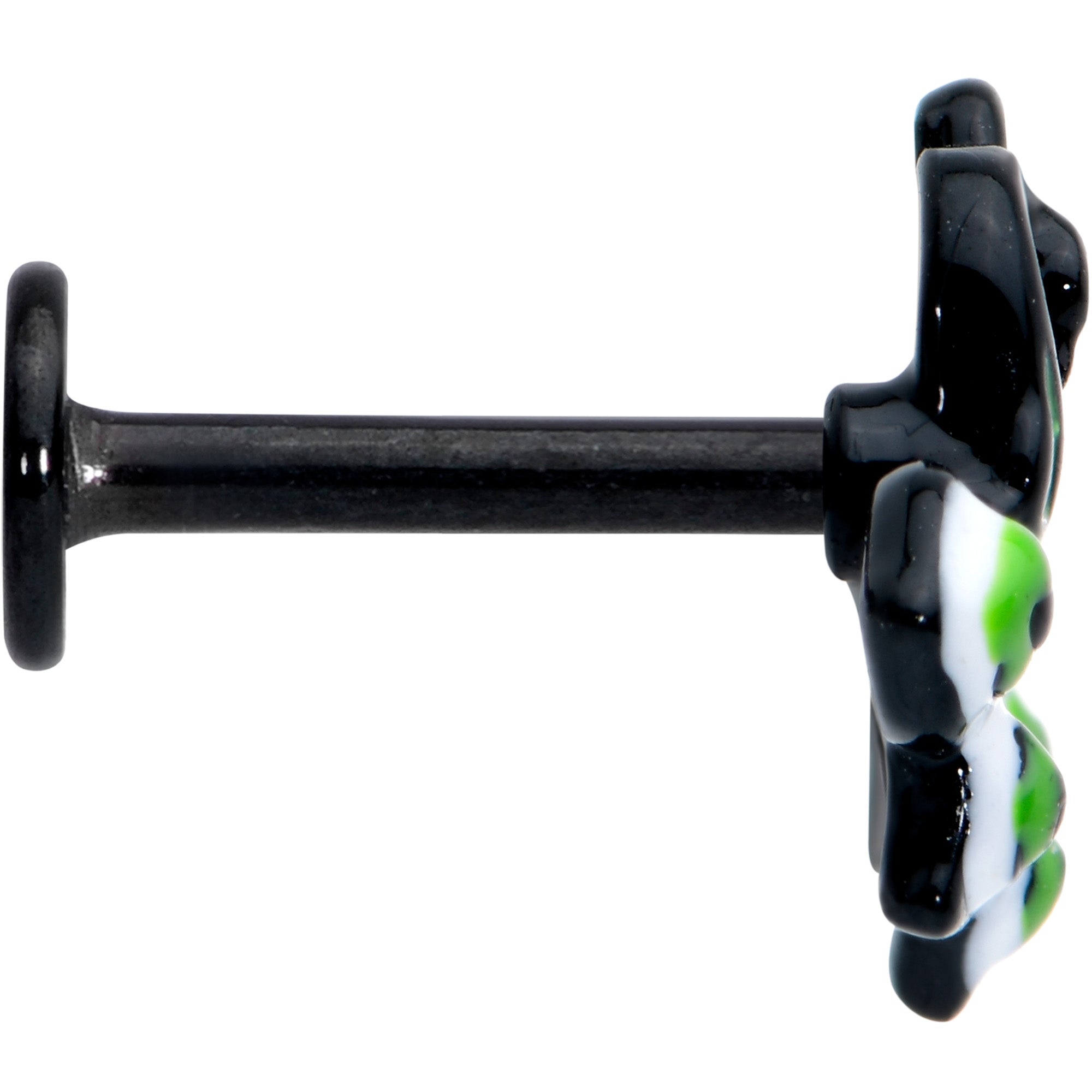 BodyCandy 16G 5/16 Black Green Perfect Peacock Labret Monroe Tragus — lifestyle context