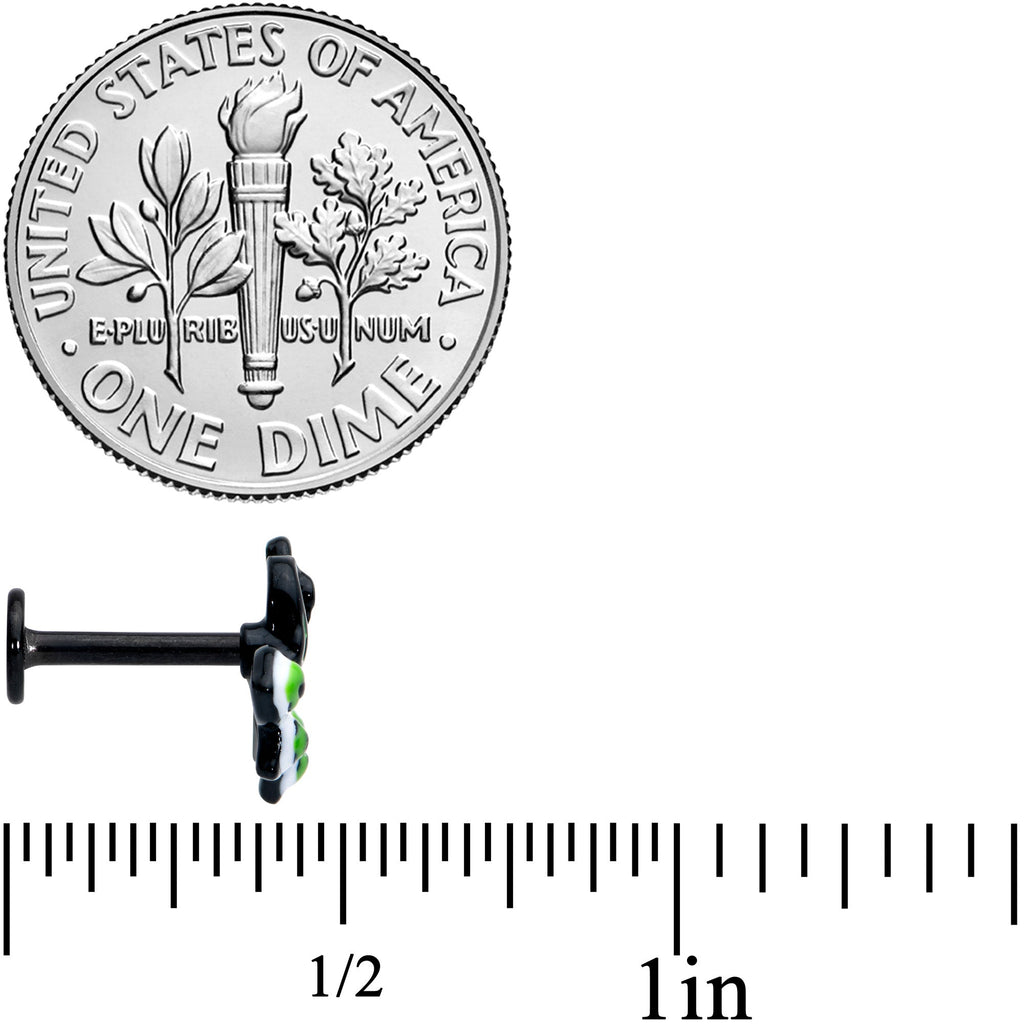 BodyCandy 16G 5/16 Black Green Perfect Peacock Labret Monroe Tragus — side view
