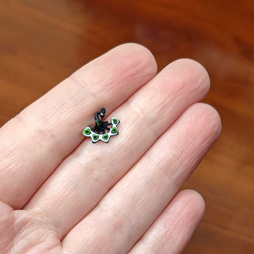 BodyCandy 16G 5/16 Black Green Perfect Peacock Labret Monroe Tragus — back view
