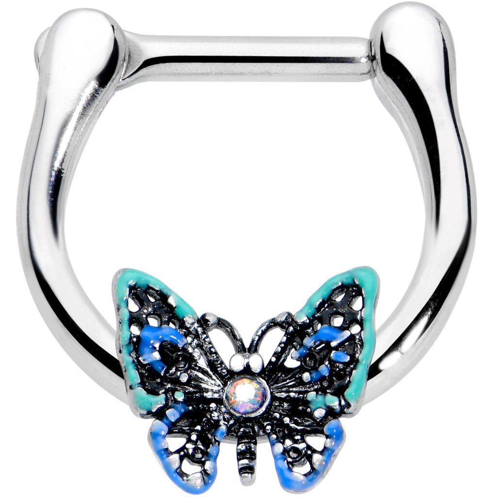 BodyCandy 16G 5/16 Aurora Gem Colorful Butterfly Glam Cartilage Clicker — main product shot