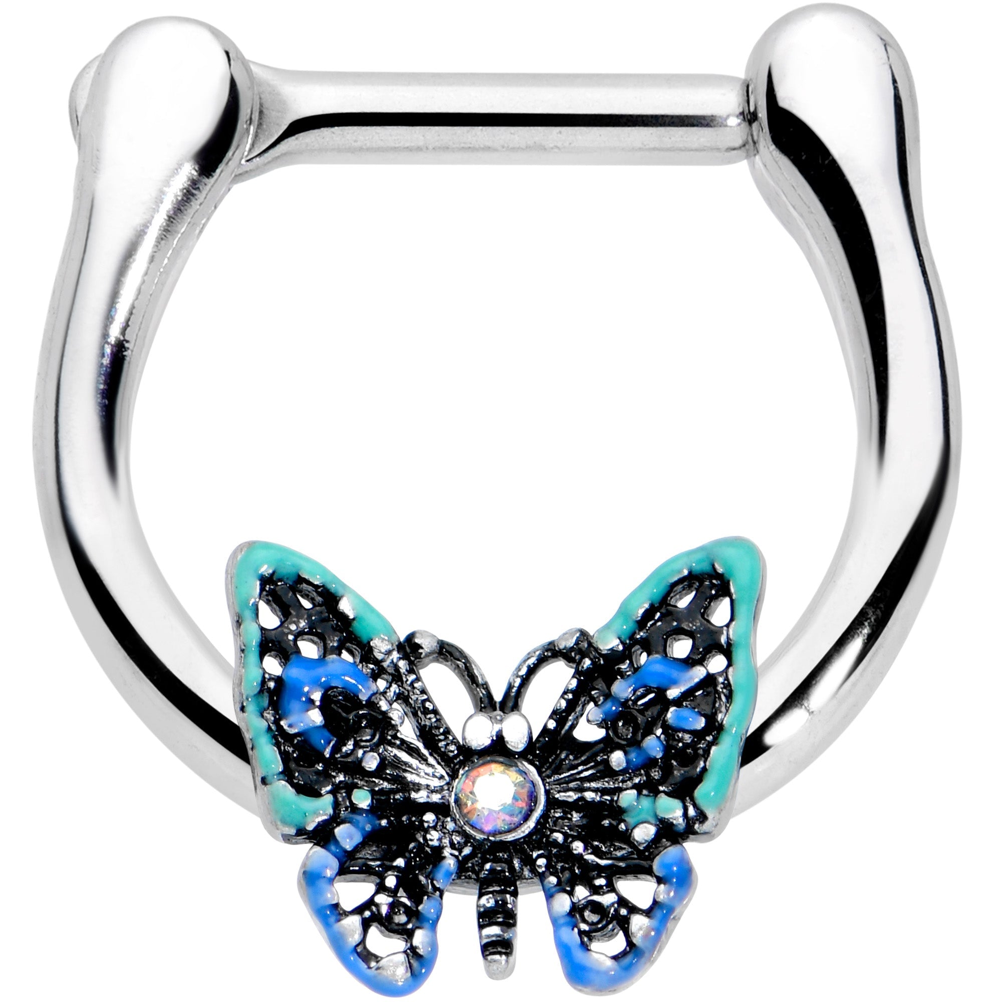 BodyCandy 16G 5/16 Aurora Gem Colorful Butterfly Glam Cartilage Clicker — main product shot
