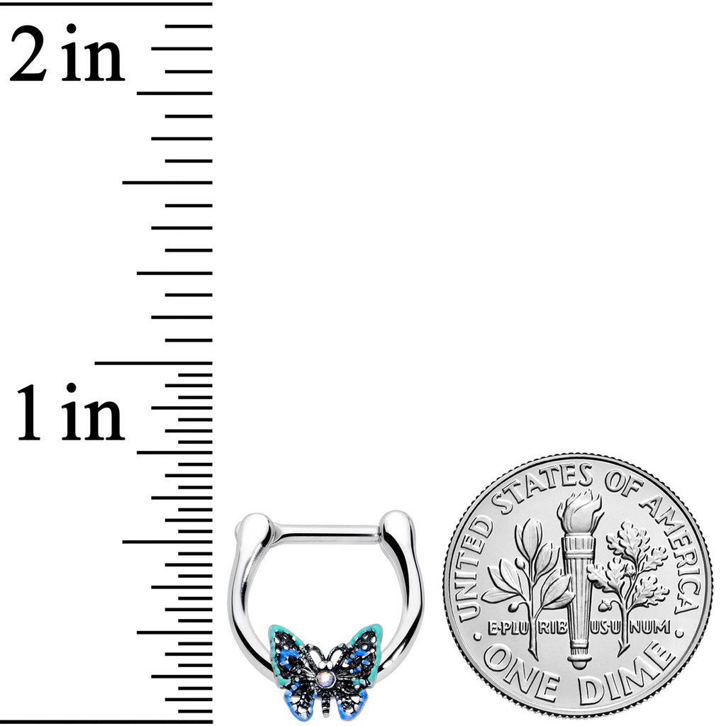 BodyCandy 16G 5/16 Aurora Gem Colorful Butterfly Glam Cartilage Clicker — lifestyle context