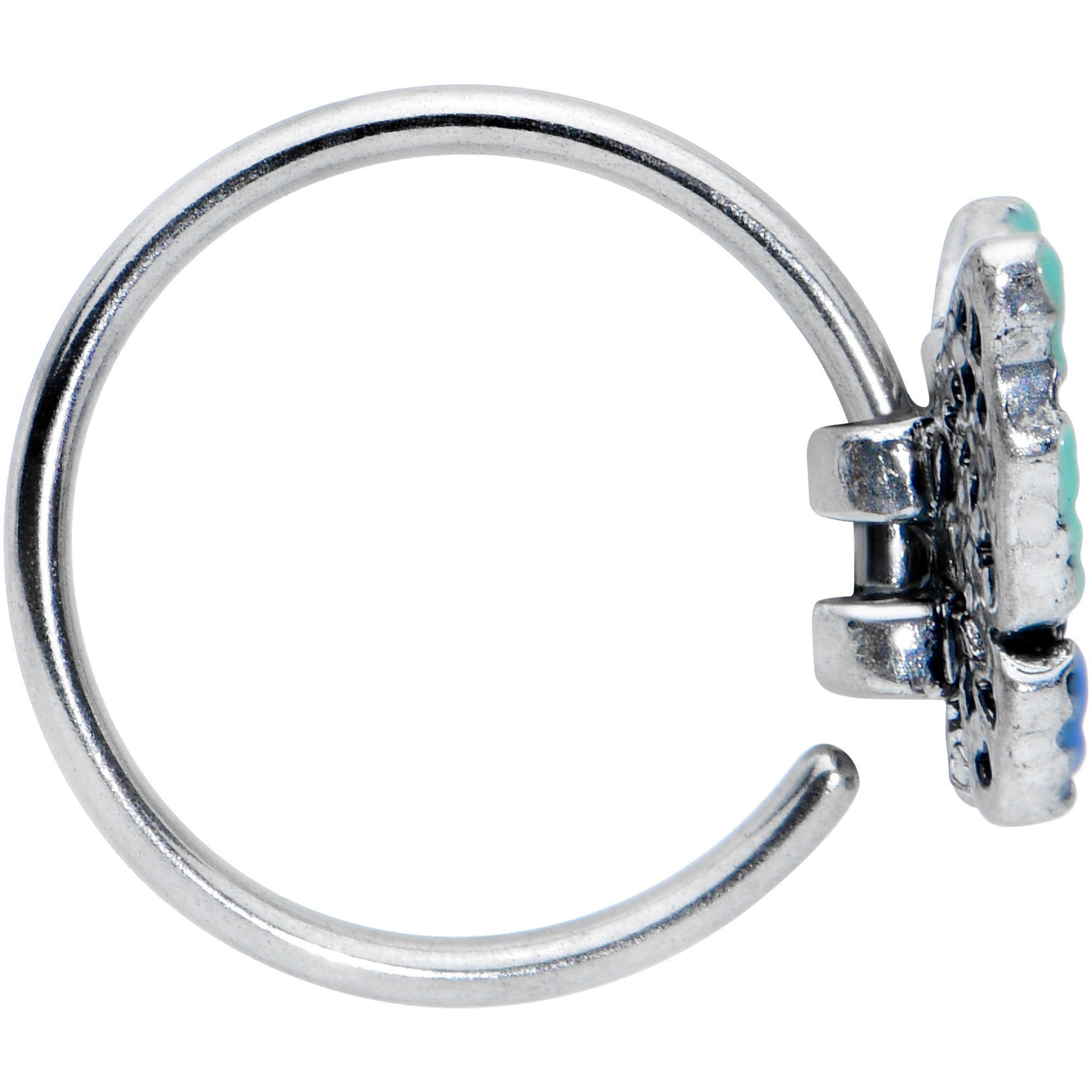 BodyCandy 20G 5/16 Aurora Gem Colorful Glam Butterfly Nose Hoop — lifestyle context