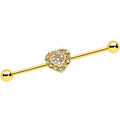 BodyCandy 14G Aurora Gem Gold Tone Baroque Heart Industrial Barbell 38mm — main product shot