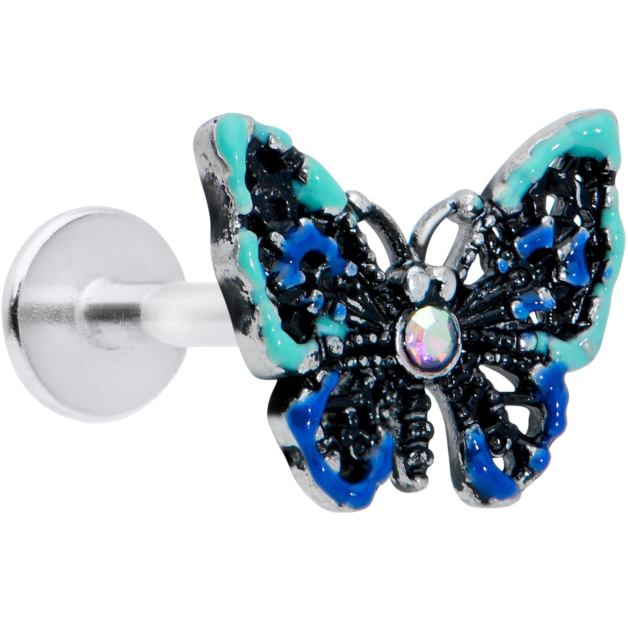 BodyCandy 16G 5/16 Aurora Gem Colorful Glam Butterfly Labret Monroe Tragus — main product shot