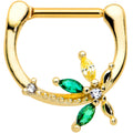 BodyCandy 16G 5/16 Clear Green Gem Gold Tone Palm Tree Cartilage Clicker — main product shot