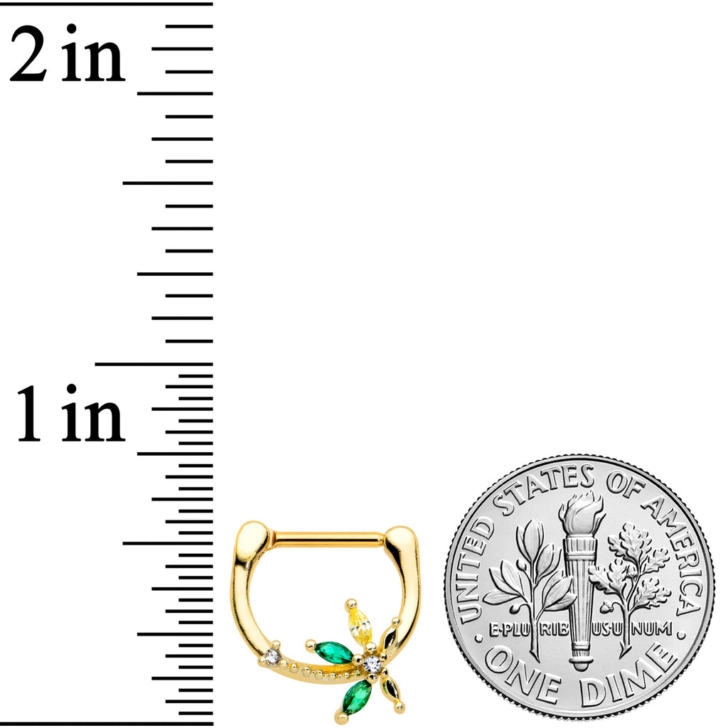 BodyCandy 16G 5/16 Clear Green Gem Gold Tone Palm Tree Cartilage Clicker — lifestyle context