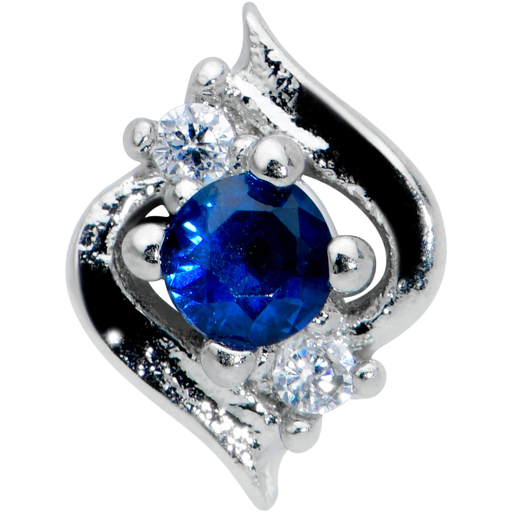 BodyCandy 16G 5/16 Clear Blue Gem Oval Swirl Labret Monroe Tragus — detail close-up