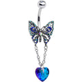 BodyCandy Blue Gem Heart Colorful Butterfly Chain Dangle Belly Ring — main product shot