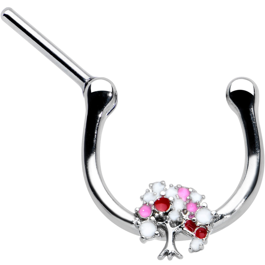 BodyCandy 16G 5/16 Luscious Pinks Fruit Tree Cartilage Clicker — detail close-up