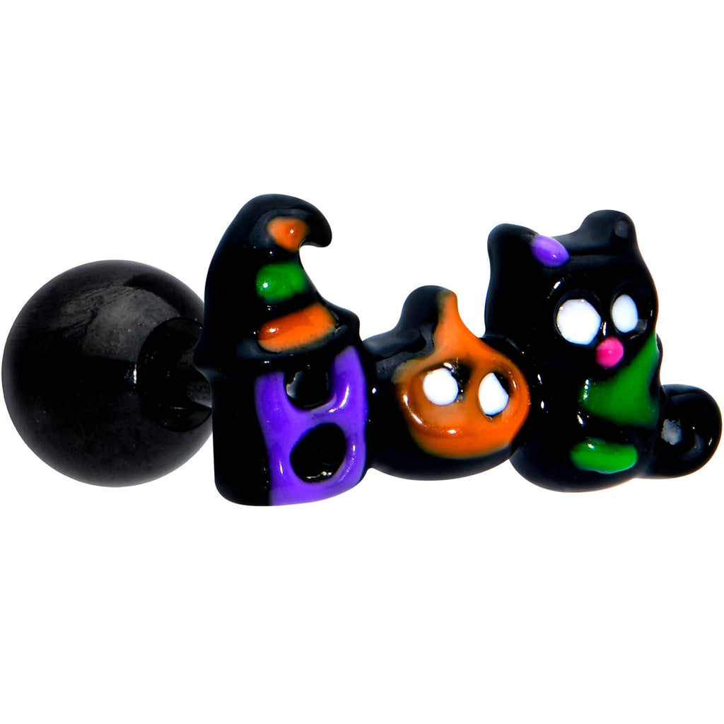 BodyCandy 16G 1/4 Black Boo Party Halloween Cartilage Tragus Earring — main product shot