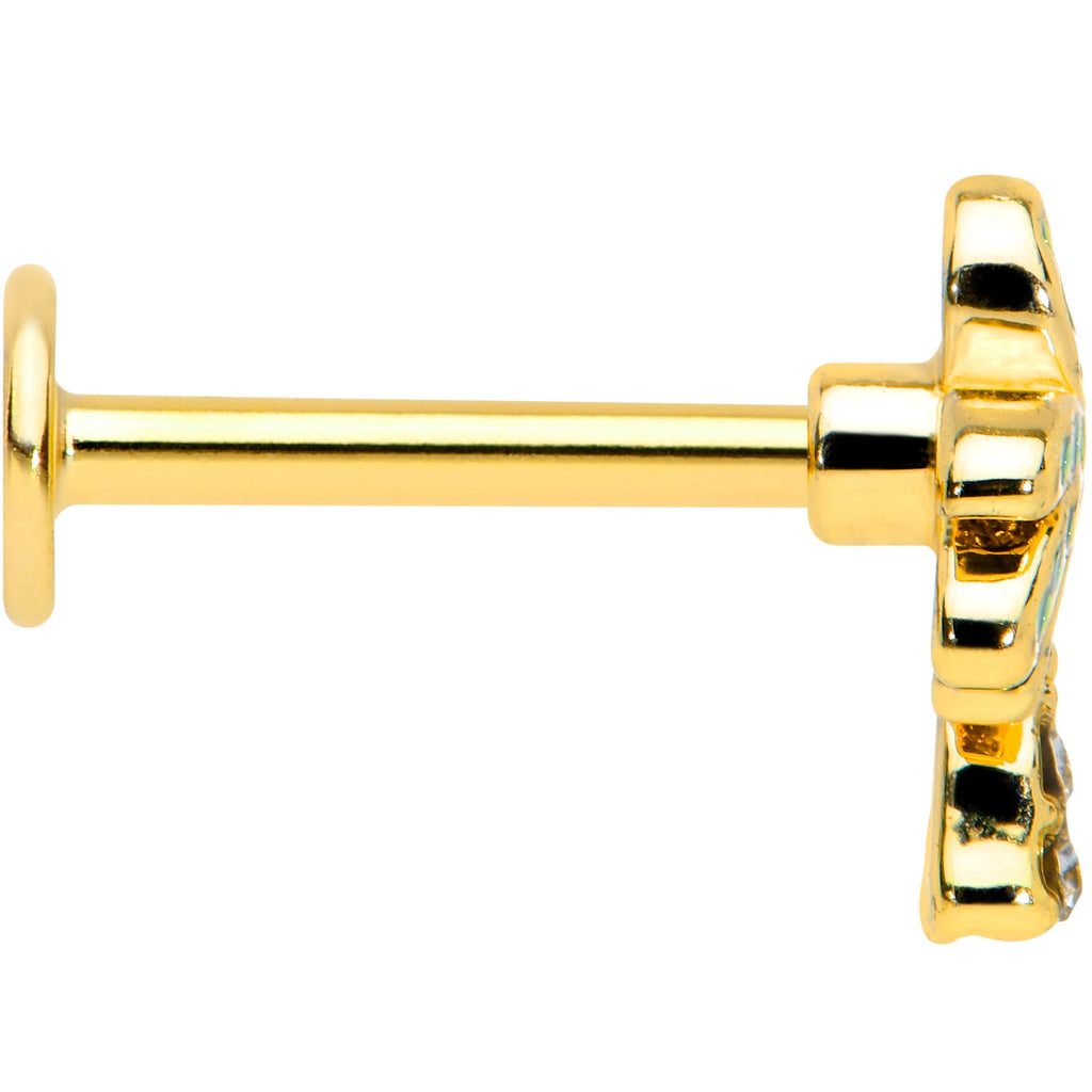 BodyCandy 16G 5/16 Clear Gem Gold Tone Retro Palm Tree Labret Monroe Tragus — lifestyle context