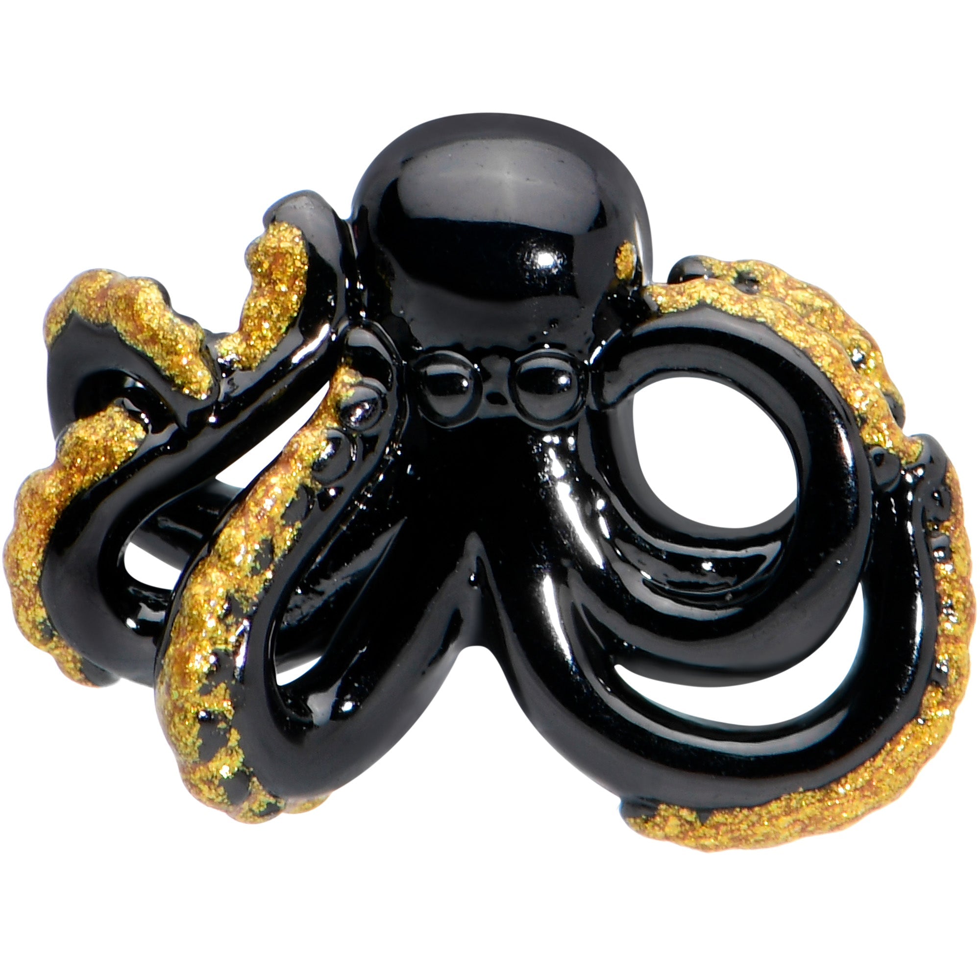 BodyCandy 16G 1/4 Black Understated Octopus Cartilage Tragus Earring — detail close-up