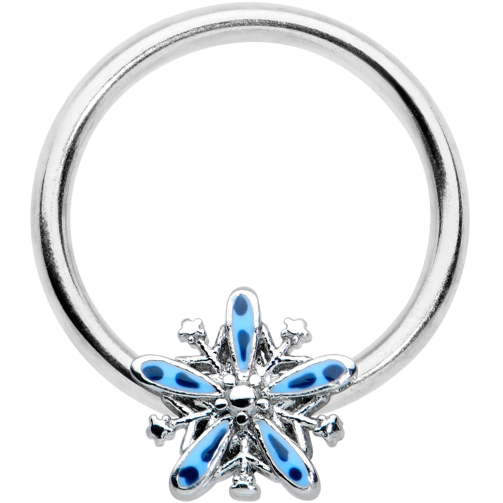 BodyCandy 16G 3/8 Snowflake Blues Christmas BCR Captive Charm Ring — main product shot