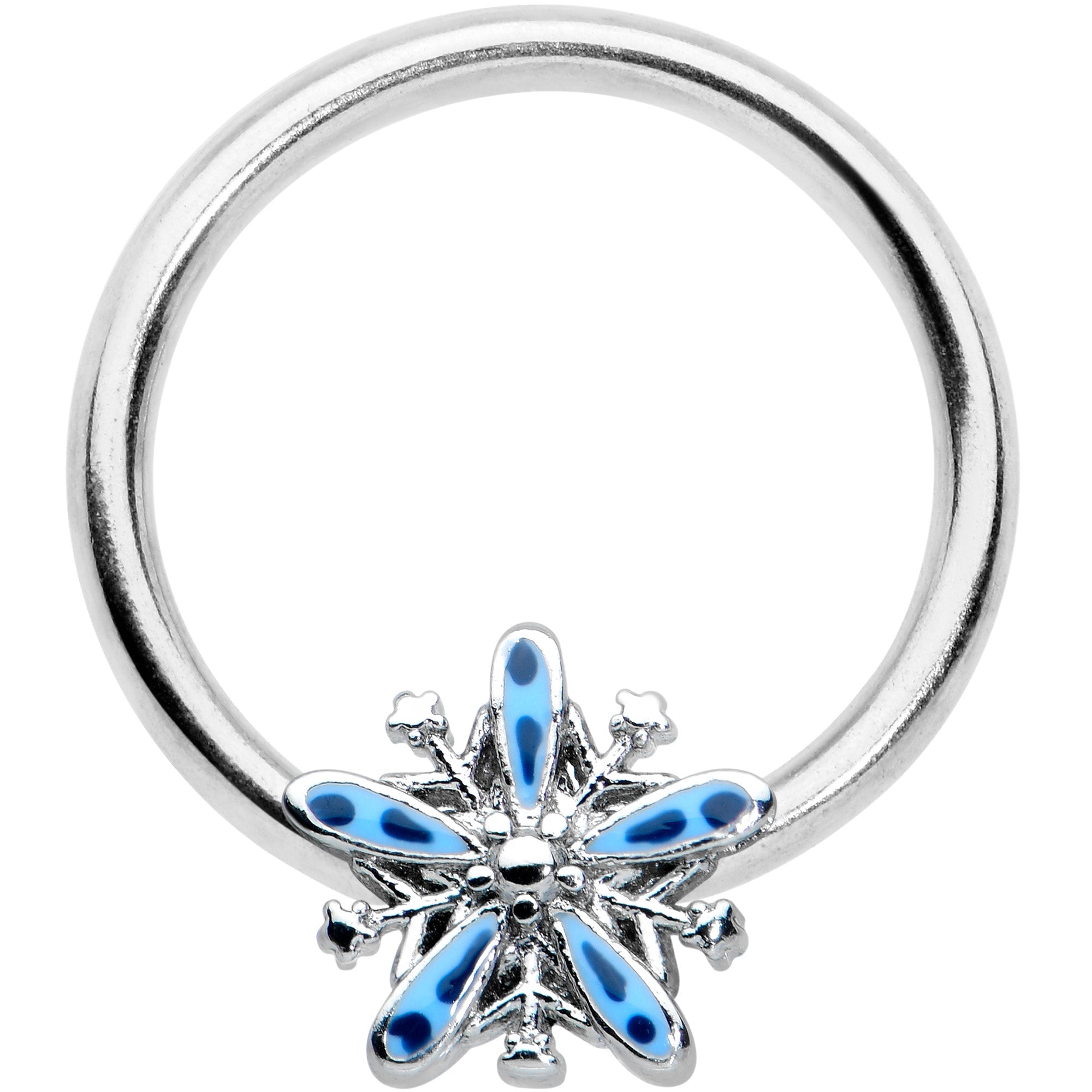 BodyCandy 16G 3/8 Snowflake Blues Christmas BCR Captive Charm Ring — main product shot