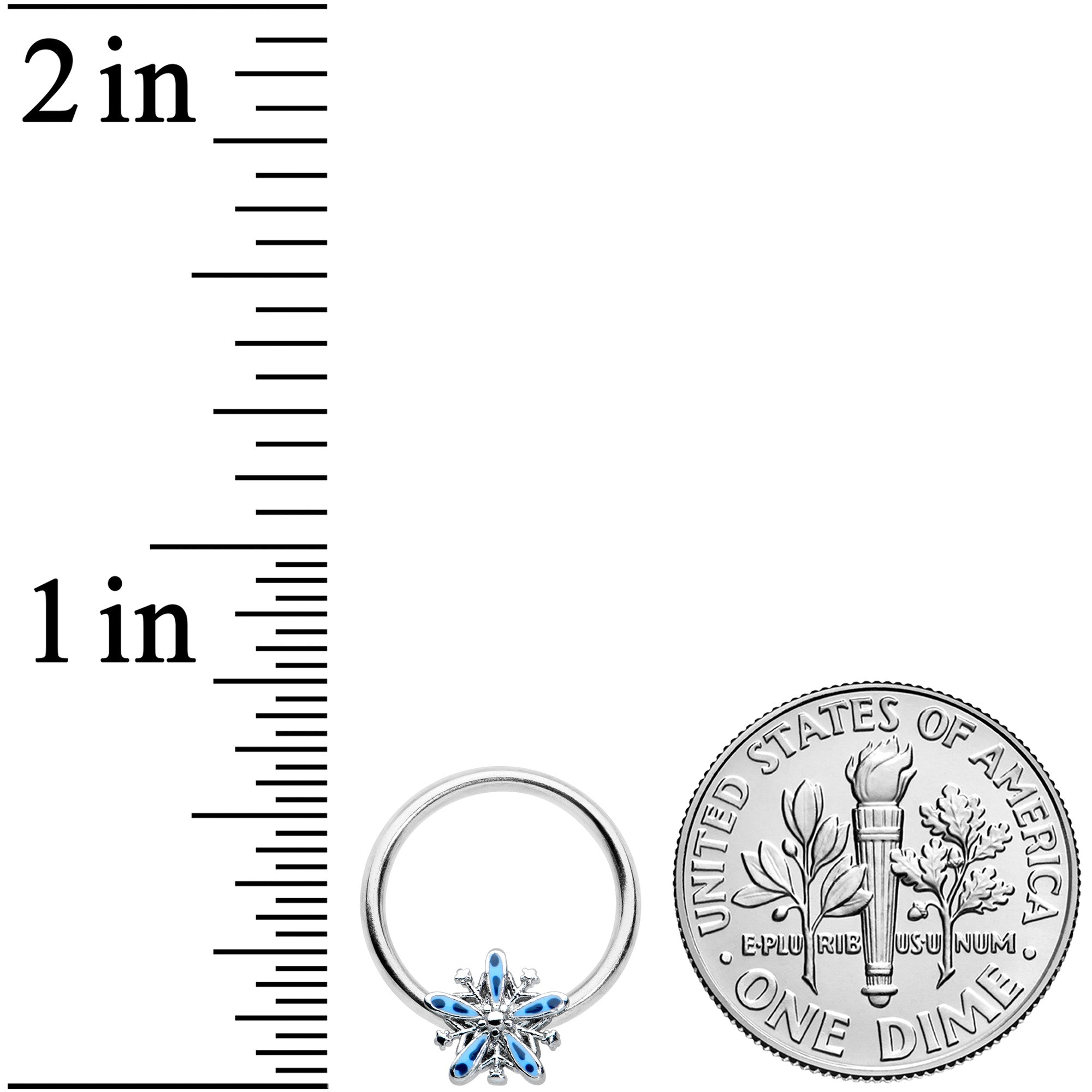 BodyCandy 16G 3/8 Snowflake Blues Christmas BCR Captive Charm Ring — lifestyle context