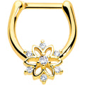 BodyCandy 16G 6.9mm Clear Gold Tone Flower Snowflake Christmas Cartilage Clicker — main product shot