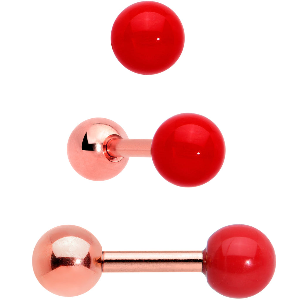 BodyCandy 16G 1/4 Red Gem Rose Gold Tone Snowman Christmas Tragus Set of 3 — lifestyle context