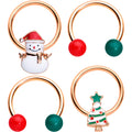 BodyCandy 16G 3/8 Rose Gold Tone Snowman Christmas BCR Horseshoe Set of 4 — main product shot