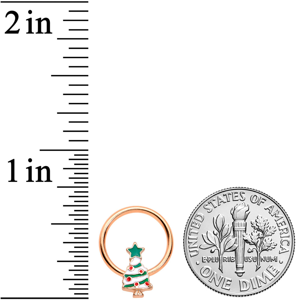 BodyCandy 16G 3/8 Rose Gold Tone Snowman Christmas BCR Horseshoe Set of 4 — back view