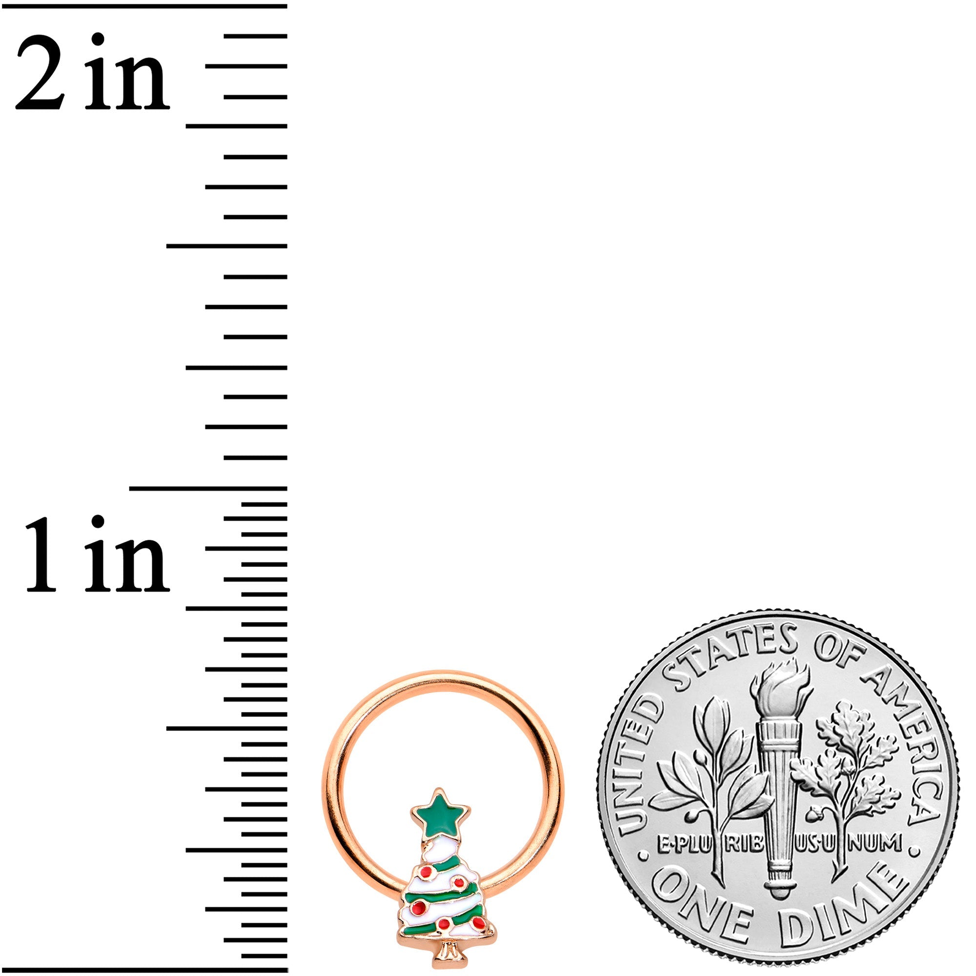 BodyCandy 16G 3/8 Rose Gold Tone Snowman Christmas BCR Horseshoe Set of 4 — back view
