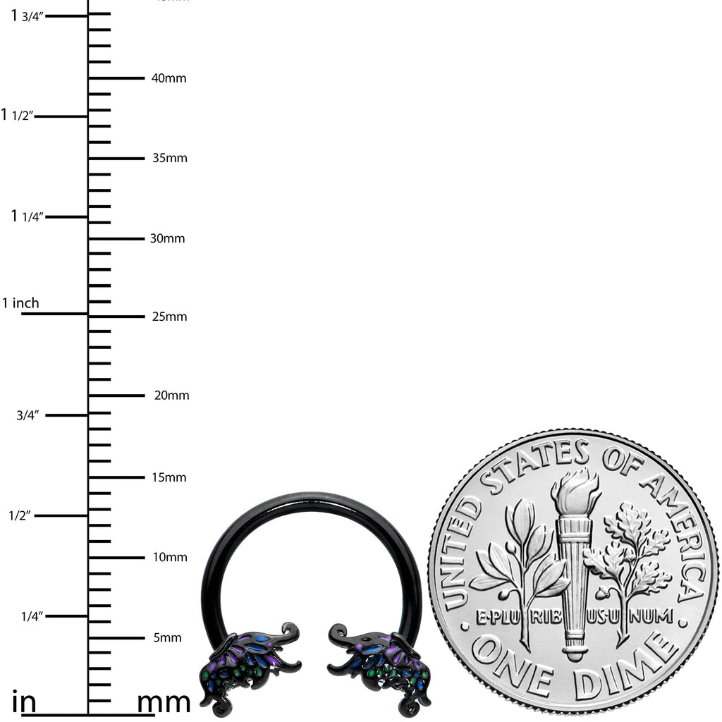 BodyCandy 16G 3/8 Black Fantasy Faerie Wings Horseshoe Circular Barbell — lifestyle context