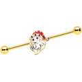 BodyCandy 14G Gold Tone Blue Eyed Santa Christmas Industrial Barbell 38mm — main product shot