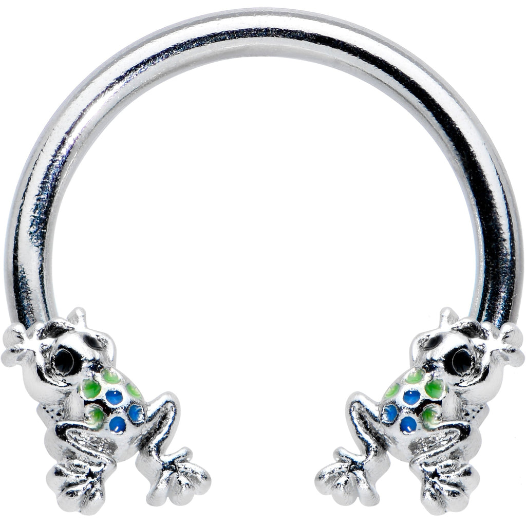 BodyCandy 16G 3/8 Black Gem Polka Dot Frogs Horseshoe Circular Barbell — main product shot