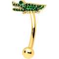 BodyCandy 16G 5/16 Green Gem Gold Tone Hungry Alligator Curved Eyebrow Ring — main product shot