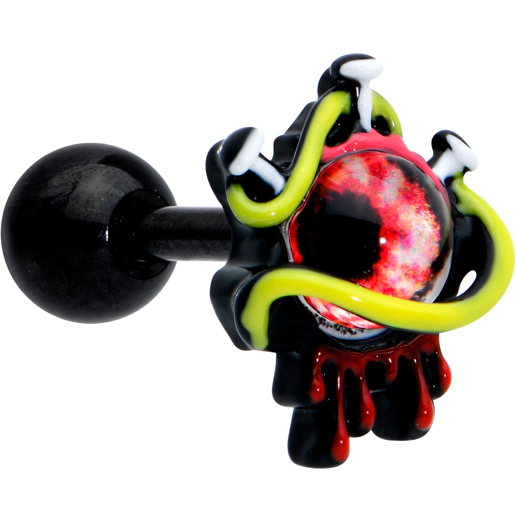 BodyCandy 16G 1/4 Black Spiky Eyeball Halloween Cartilage Tragus Earring — main product shot
