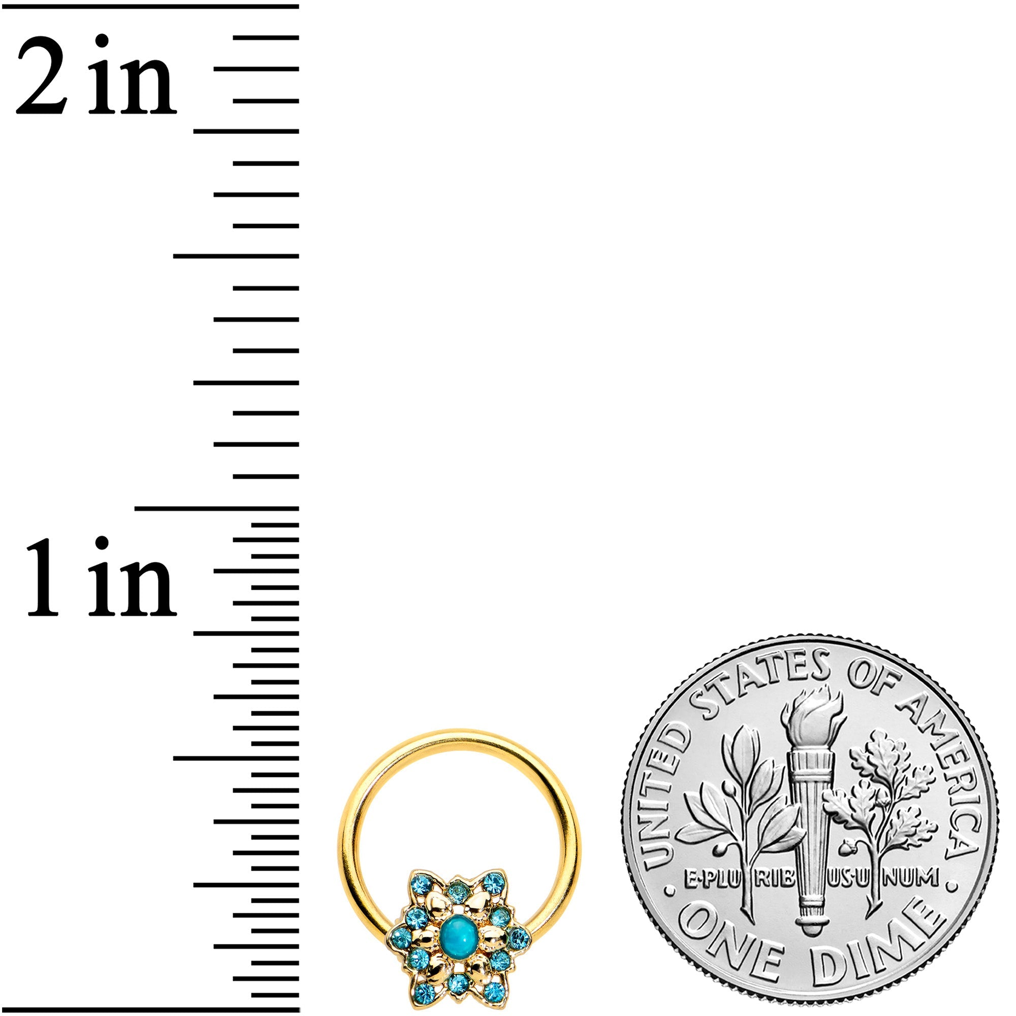 BodyCandy 16G 3/8 Aqua Gem Gold Tone Snowflake Christmas BCR Captive Ring — lifestyle context