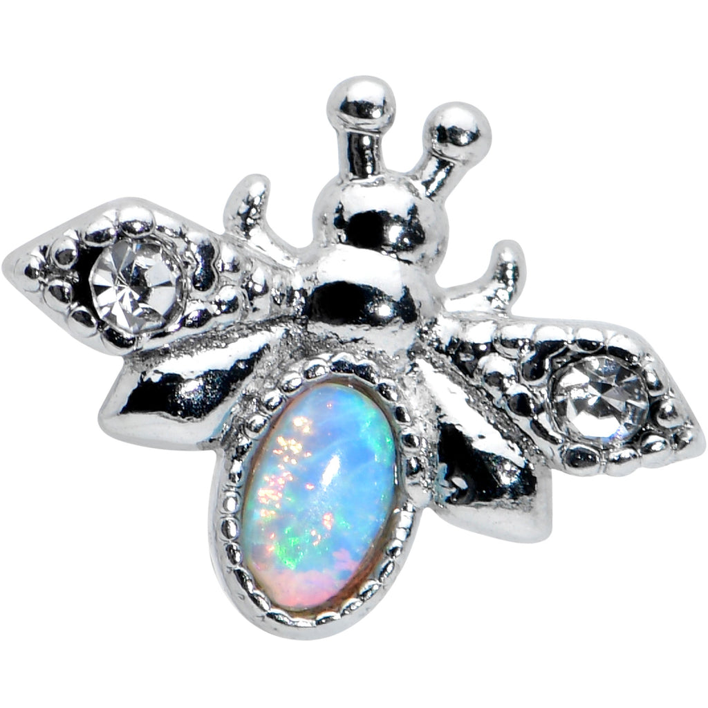 BodyCandy 16G 5/16 White Synthetic Opal Insect Labret Monroe Tragus — detail close-up