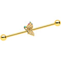 BodyCandy 14G Gold Tone Colorful Hearts Butterfly Industrial Barbell 38mm — main product shot