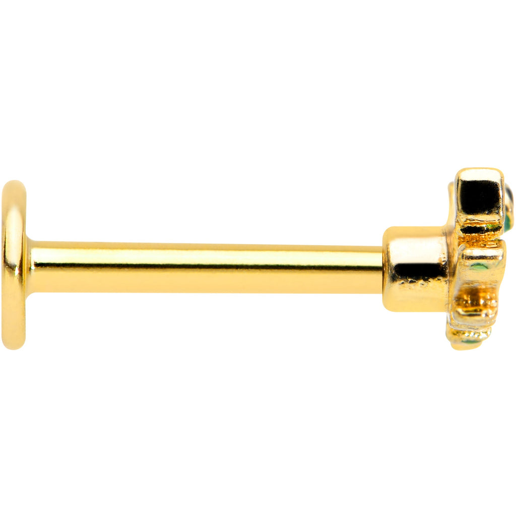 BodyCandy 16G 5/16 Gold Tone Green Hungry Alligator Labret Monroe Tragus — lifestyle context
