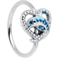 BodyCandy 20G 5/16 Textured Blue Dolphin Heart Nose Hoop — main product shot