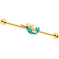 BodyCandy 14G Green Faux Opal Gold Hue Tone Mermaid Industrial Barbell 38mm — main product shot