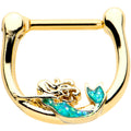BodyCandy 16G 5/16 Green Faux Opal Gold Hue Curvy Mermaid Cartilage Clicker — main product shot