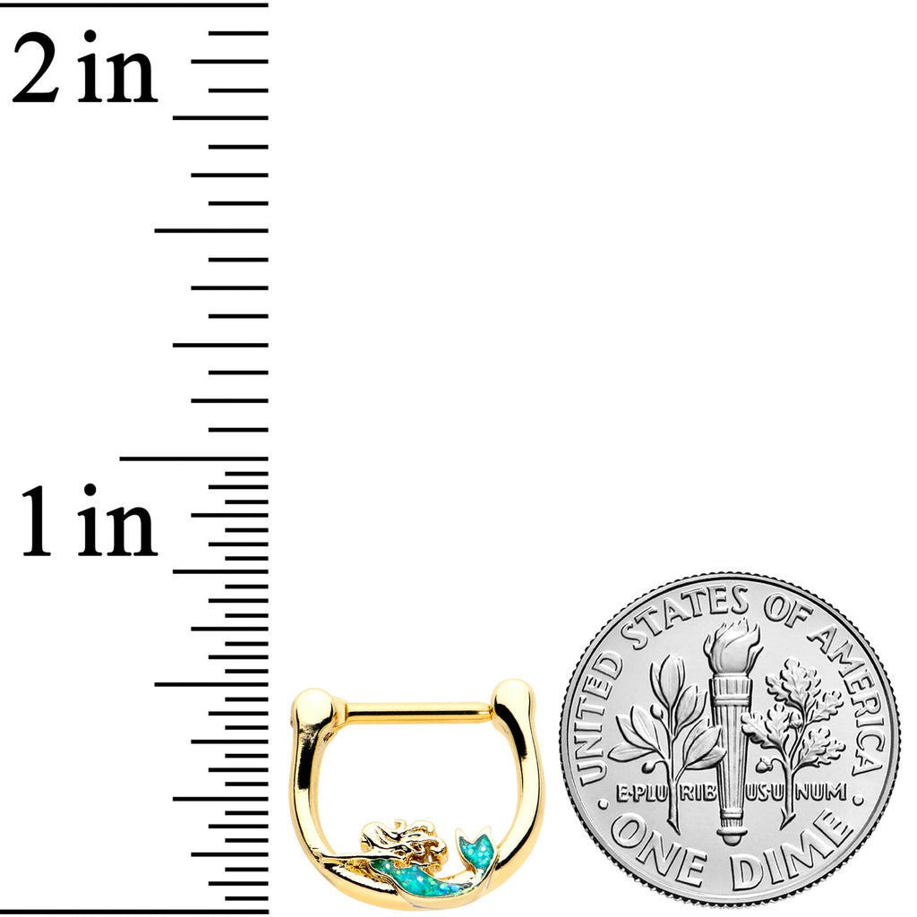 BodyCandy 16G 5/16 Green Faux Opal Gold Hue Curvy Mermaid Cartilage Clicker — lifestyle context