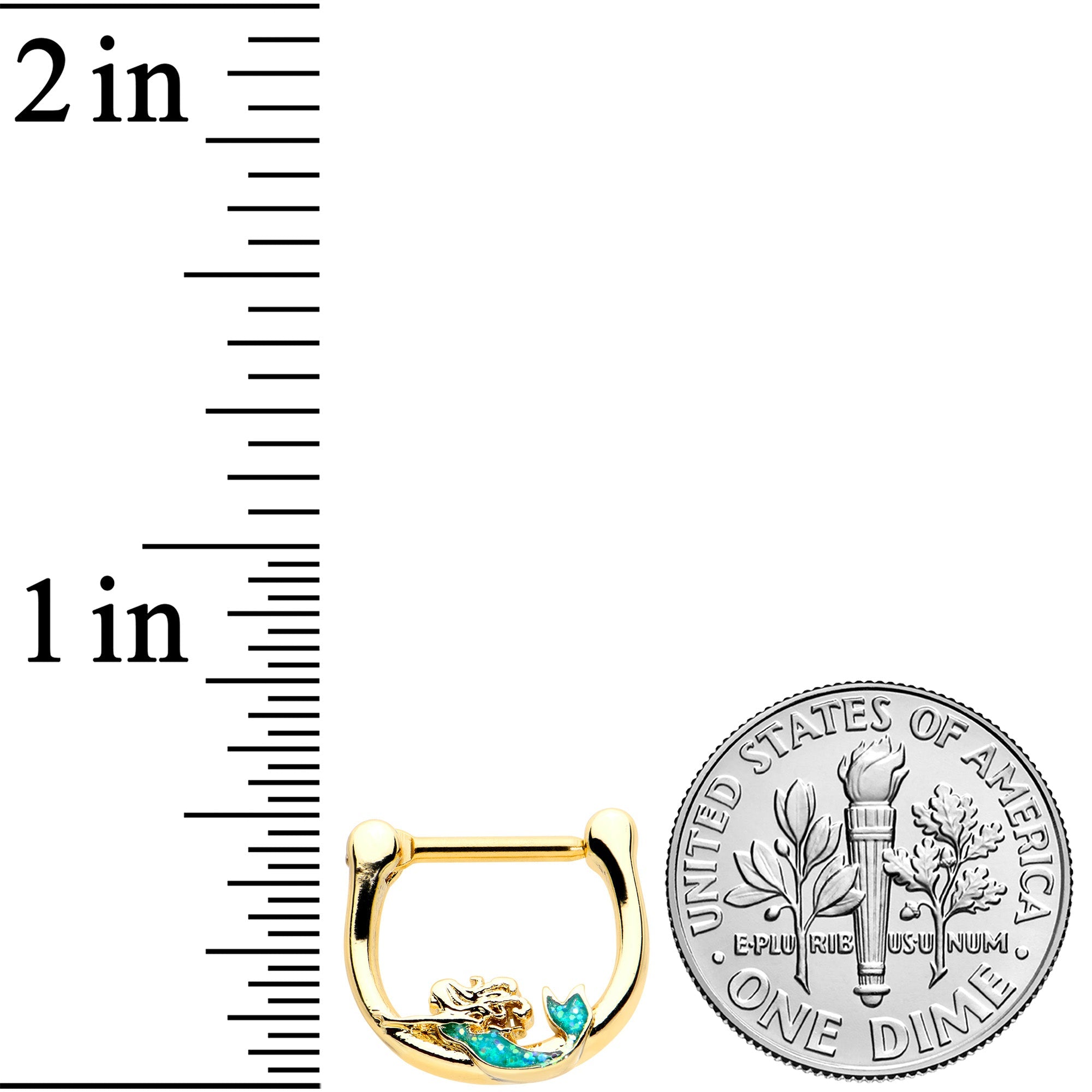 BodyCandy 16G 5/16 Green Faux Opal Gold Hue Curvy Mermaid Cartilage Clicker — lifestyle context