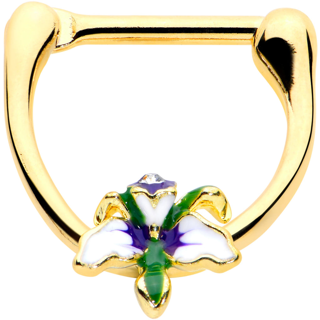BodyCandy 16G 5/16 Clear Gem Gold Tone Iris Flower Cartilage Clicker — main product shot