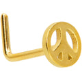 BodyCandy 20G 1/4 Gold Tone Simple Peace Sign L Shape Nose Ring — main product shot
