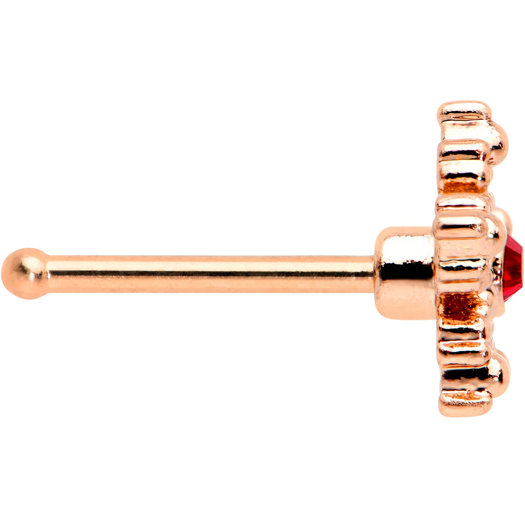 BodyCandy 20G 1/4 Red Gem Rose Gold Tone Textured Snowflake Nose Bone — lifestyle context