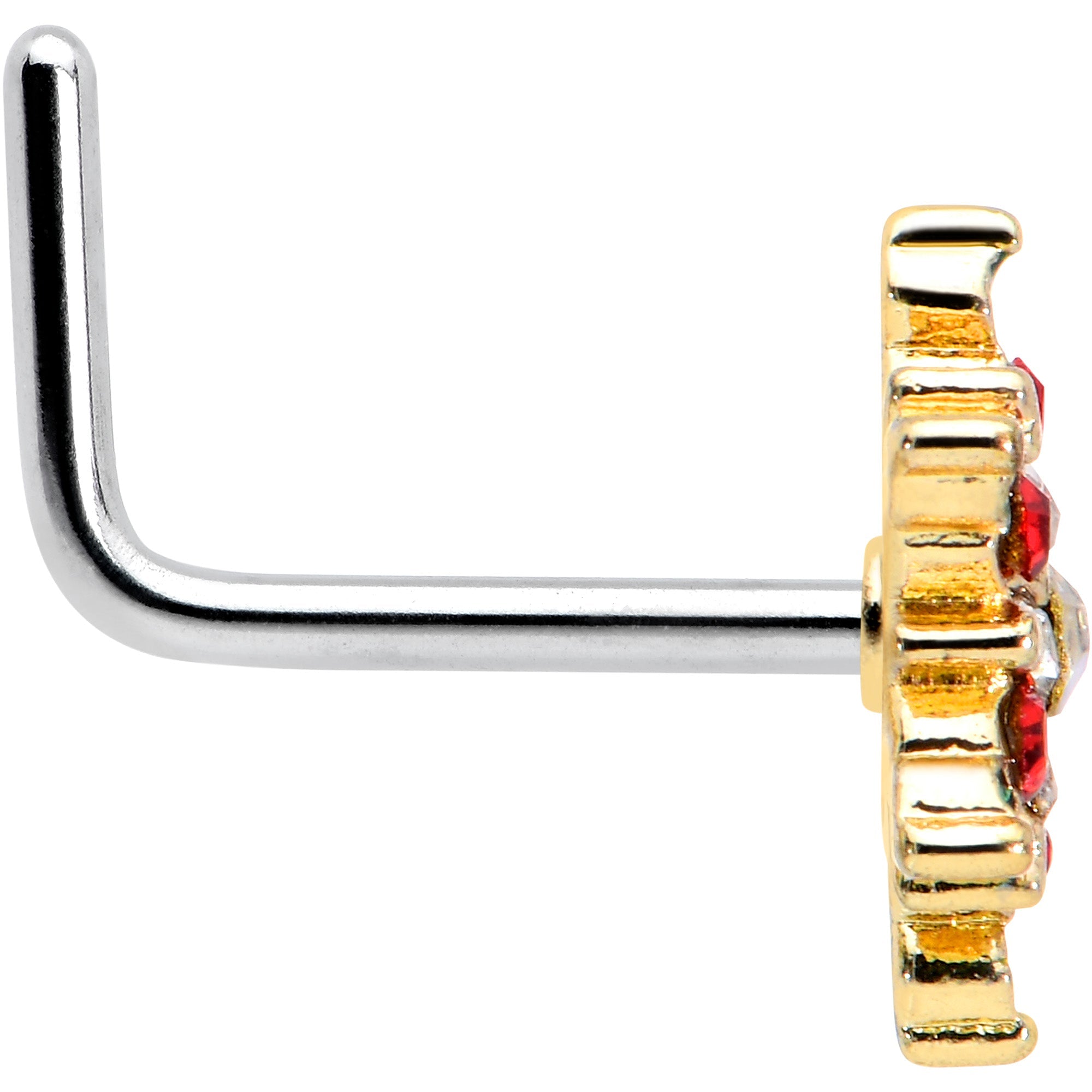 BodyCandy 20G 7mm Aurora Gem Gold Tone Christmas Star L Shape Nose Ring — lifestyle context