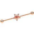 BodyCandy 14G Red Gem Rosy Tone Texture Snowflake Industrial Barbell 38mm — main product shot