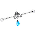 BodyCandy 14G Blue Gem Scrolling Elegance Dangle Industrial Barbell 38mm — main product shot