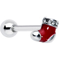 BodyCandy Clear CZ Gem Festive Red Stocking Christmas Barbell Tongue Ring — main product shot